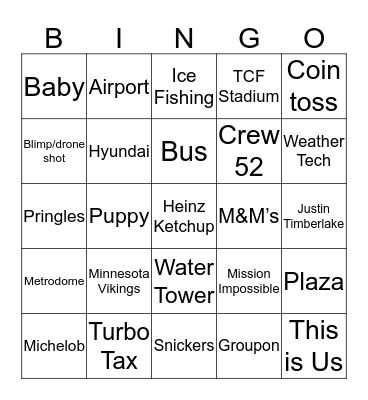 2018 SEH Big Game Bingo Card