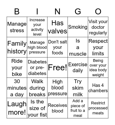 Heart Bingo Card