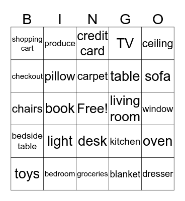 Vocabulary Review Bingo Card