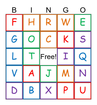 Alphabet Bingo Card