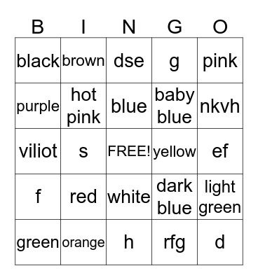 Color bingo Card