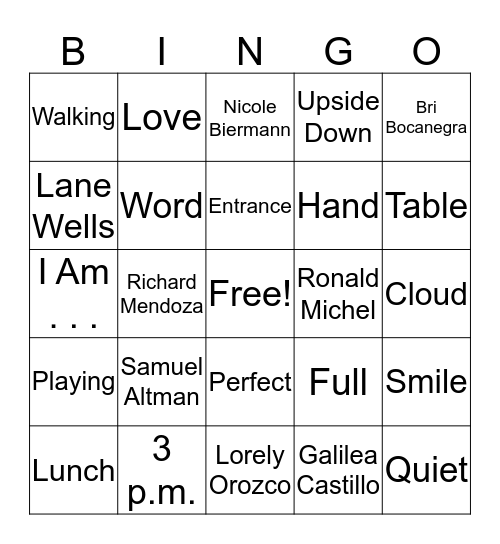 Yearbook Bingo Card