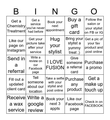 FUSION Client BINGO Card