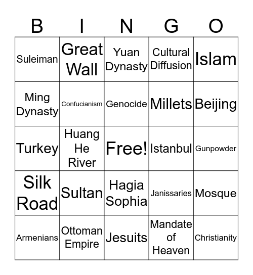Ottoman & Ming Review Bingo Card
