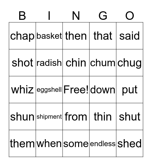 Phonics Lesson 26 BINGO Card