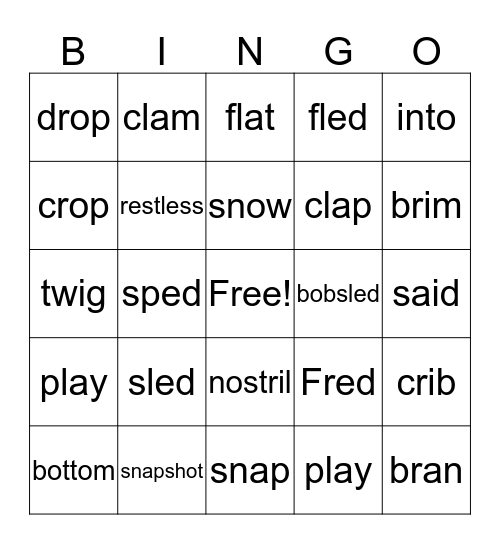 Phonics Lesson 27 Bingo Card