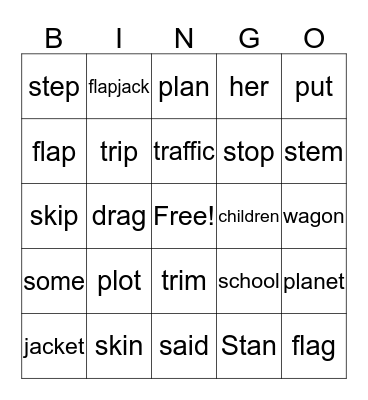 Phonics Lesson 28 BINGO Card