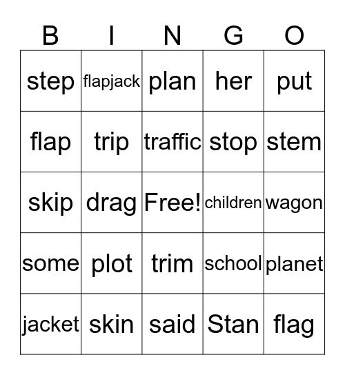 Phonics Lesson 28 BINGO Card