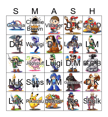 Smash 4 Bingo Card