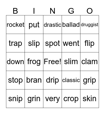 Phonics Lesson 30 BINGO Card