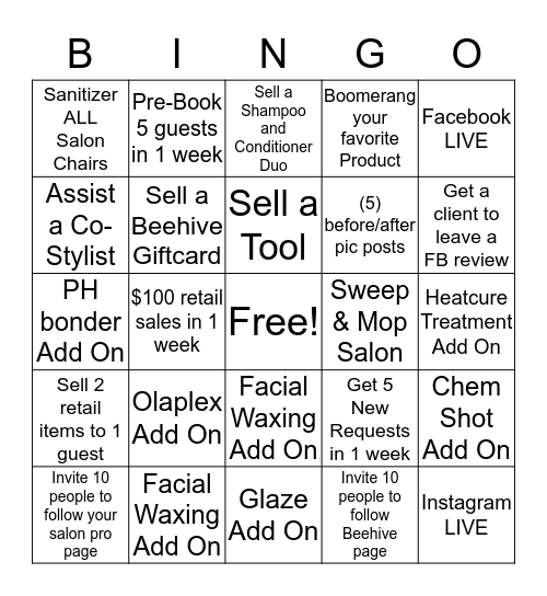 Beehive Bingo Card