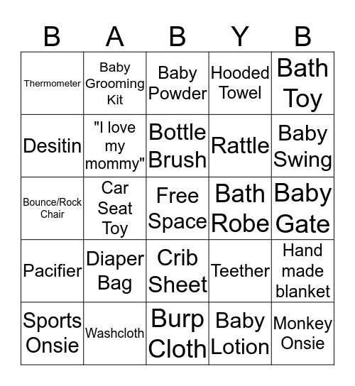 Welcome Baby KJ! Bingo Card