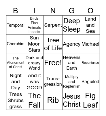 The Creation Bingo Card