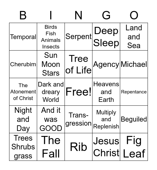 The Creation Bingo Card