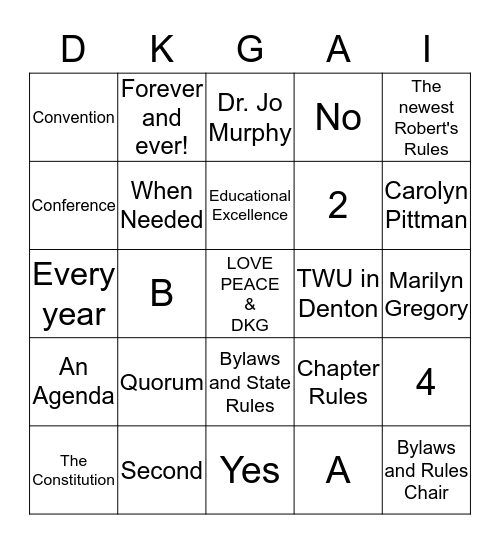 DKG 2018 Bingo Card