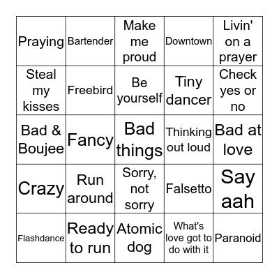 RCB Musical Bingo Round 2 Bingo Card