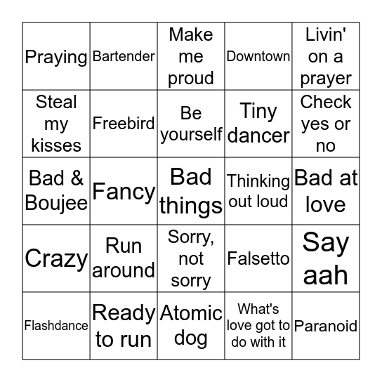 RCB Musical Bingo Round 2 Bingo Card