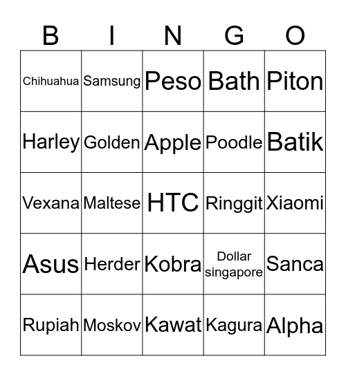 Goib Bingo Card