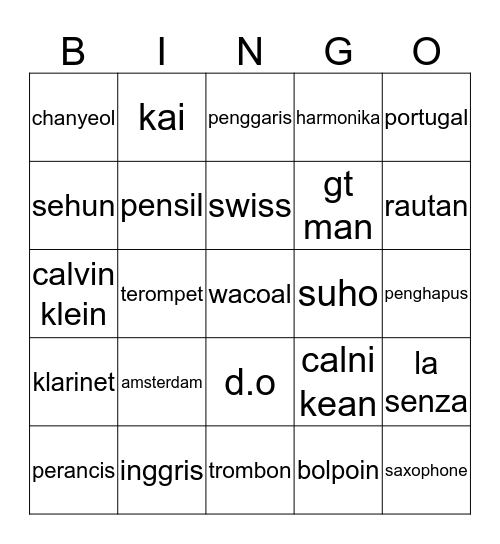 Mangat Sasha Bingo Card