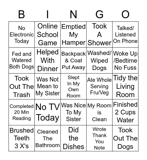 NUBBIE BINGO Card