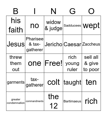 BIBLE Bingo Card