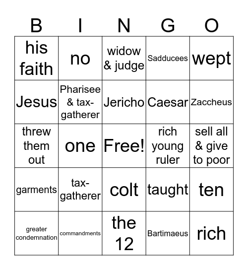 BIBLE Bingo Card