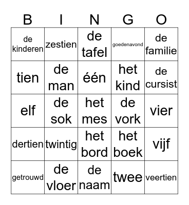 groep 5 en 6 Bingo Card