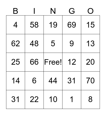 Take My Heart to Maria's Bingo Card