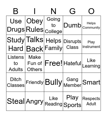 Who Am I Bingo Card