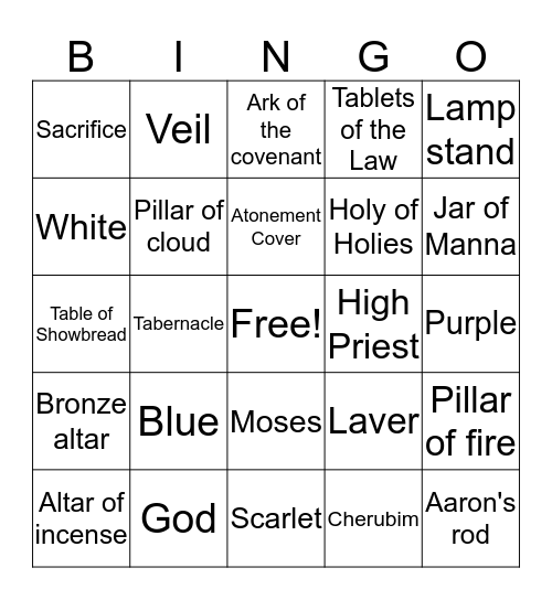Tabernacle Bingo Card