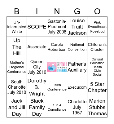 Jack and Jill Founders Day Bingo Card