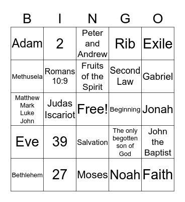 Tiny Changers Bible Fun! Bingo Card