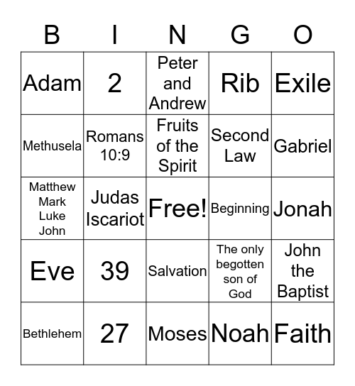 Tiny Changers Bible Fun! Bingo Card
