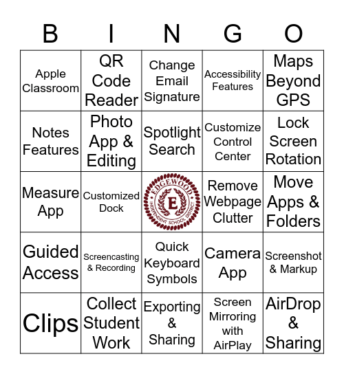 TCEA iPad Tips & Tricks Bingo Card