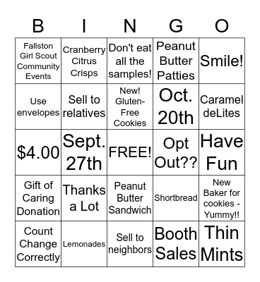 It's Cookie Time! Bingo Card