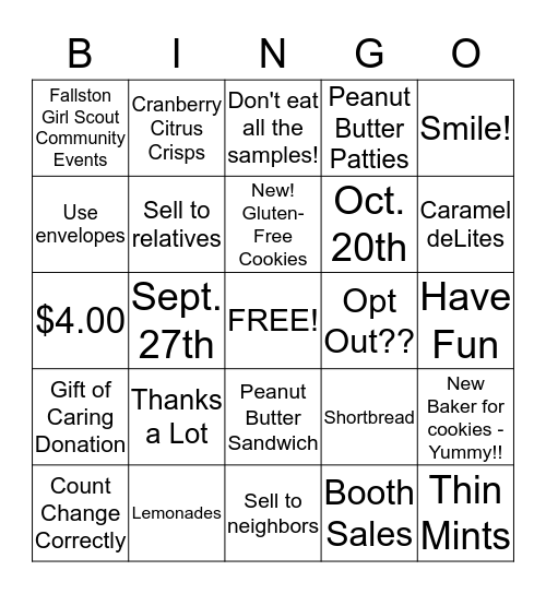 It's Cookie Time! Bingo Card