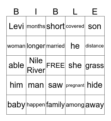 EXODUS Bingo Card