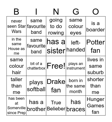 8E Bingo Card
