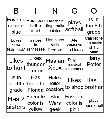 Meet Somebody! Bingo Card