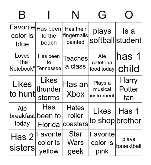 Meet Somebody! Bingo Card