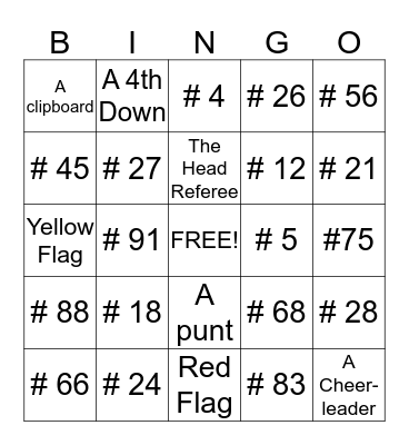 Broncos Bingo Card