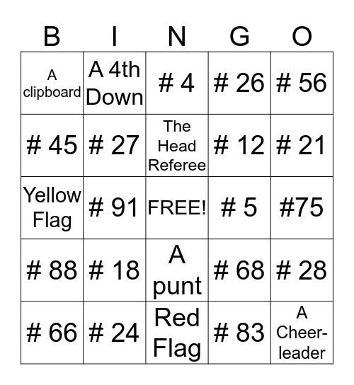 Broncos Bingo Card