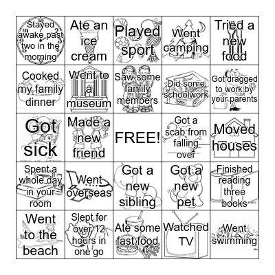 Summer Holiday Bingo! Bingo Card