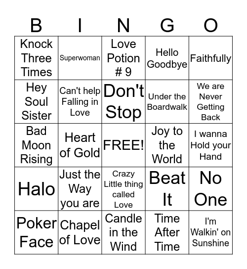 MUSIC BINGO Card