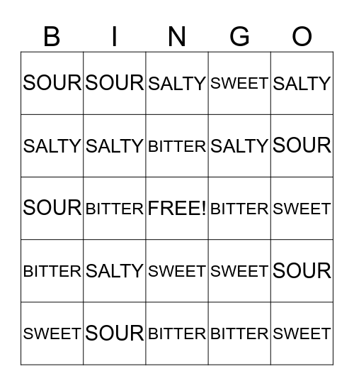 TASTE Bingo Card