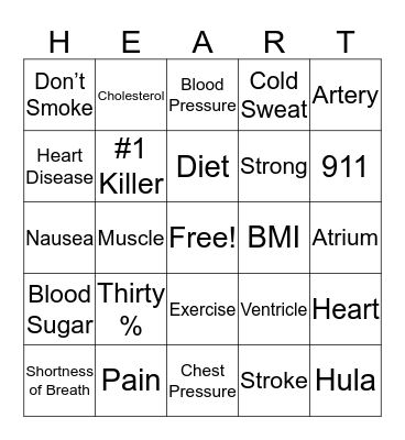 NCL Love Your Heart Bingo Card