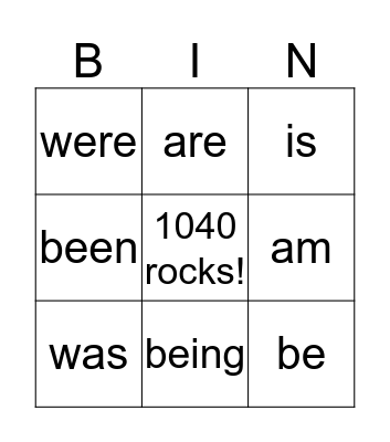 State of Being Verbs! Bingo Card