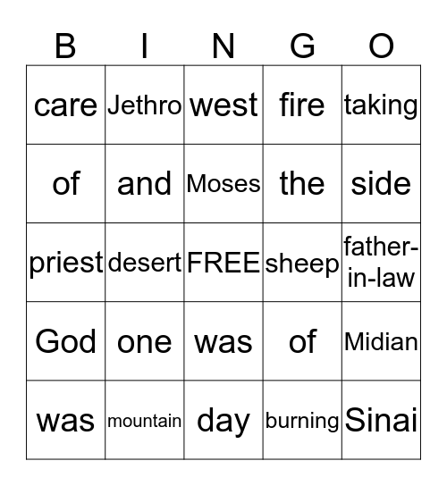 EXODUS Bingo Card