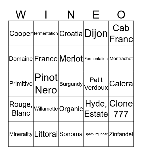 BINGO Card