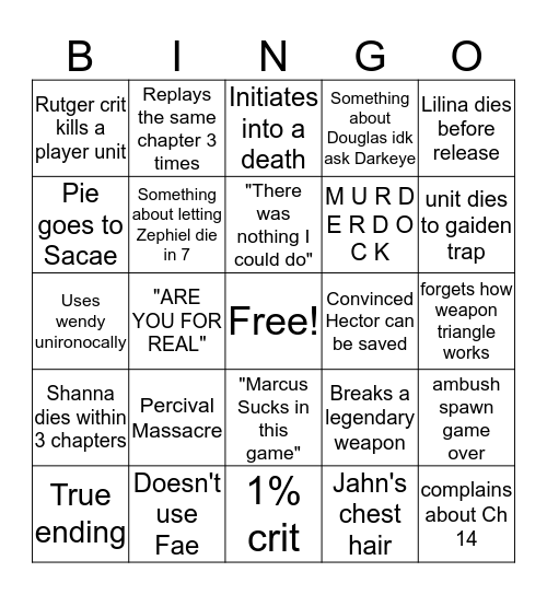 iateyourpie FE6 Bingo Extravaganze Bingo Card